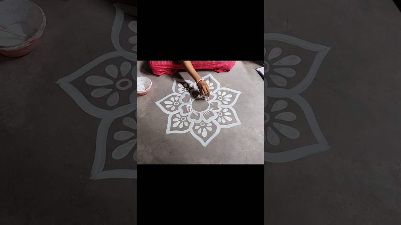 Very simple alpona design for beginners / Easy and simple alpona design for Saraswati Puja / kolam