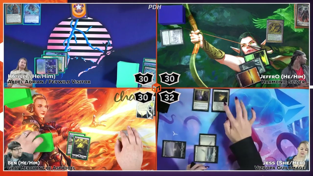 Pauper EDH - Abdel Adrian VS Harmonic Sliver VS Vizkopa Guildmage VS Gray Merchant