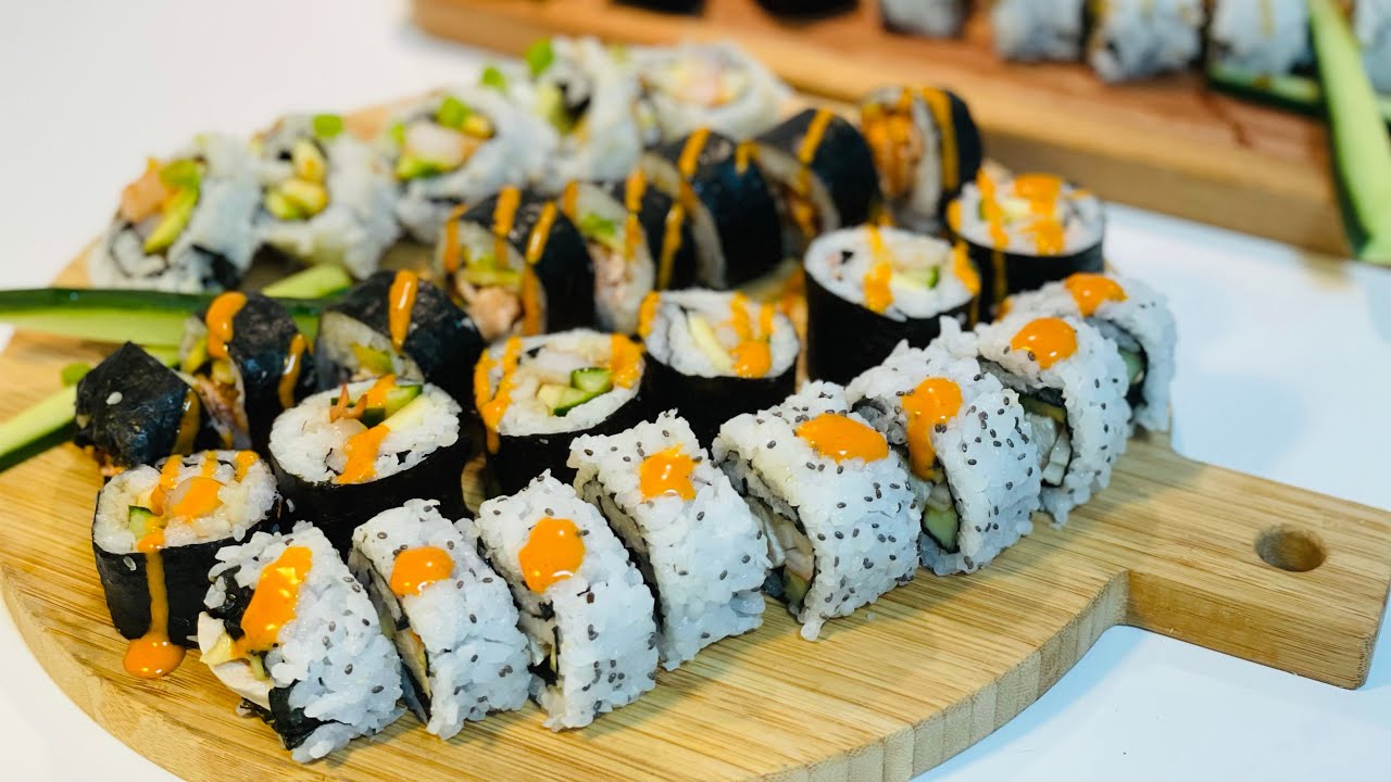 سوشي في المنزل على طريقة المطاعم🍱 لذيذة  how to make sushi وسهلة وباقل التكاليف|sushi
