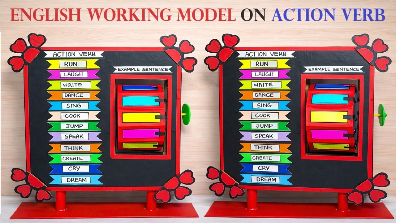 english working model on action verb - english tlm project - howtofunda - diy