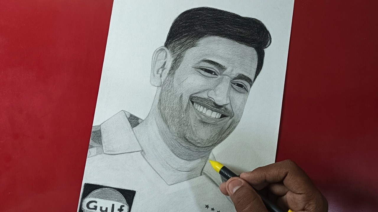 MS DHONI Drawing 💛 | 10/30 Drawings | Timelapse Video