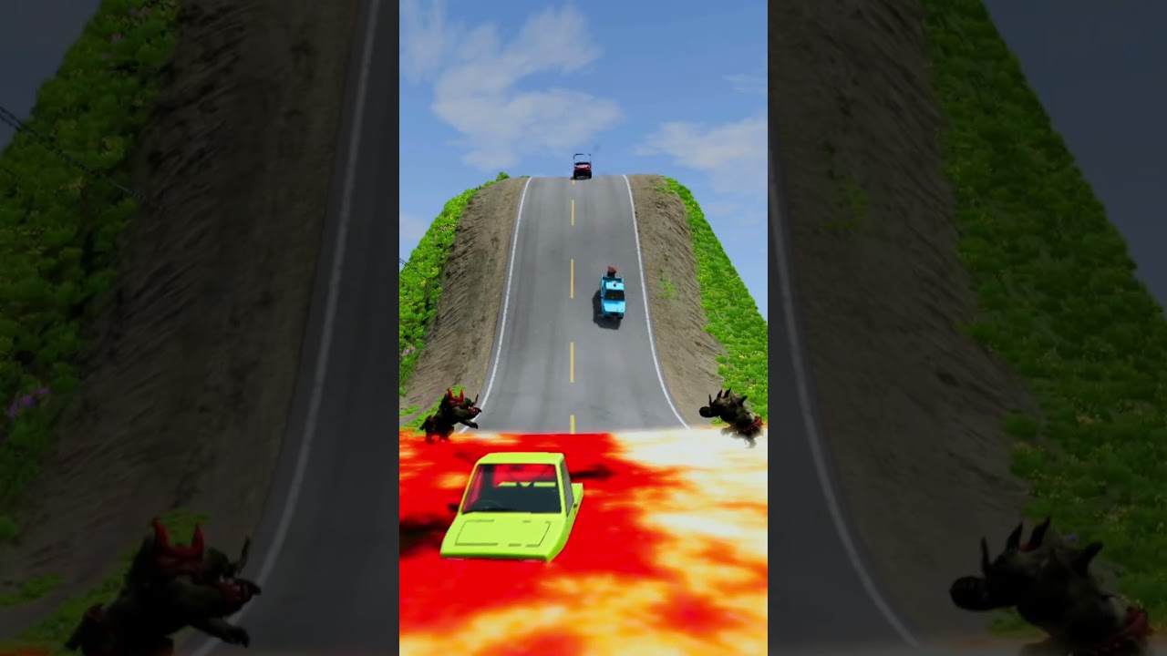 Monster Lava Vs Cars BeamNG Drive #shorts #beamngdrive #bus