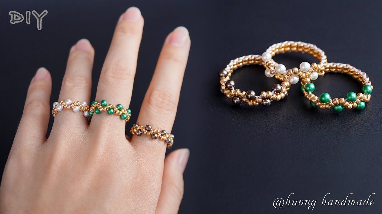 Simple wavy beaded rings for beginners. Ring making tutorial