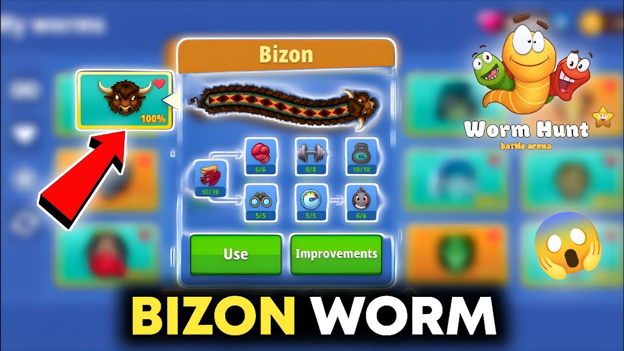 BIZON WORM 😱 Game Play In Worm Hunt | New Worm Game Play In Worm Hunt | Worm Hunt Bizon Worm