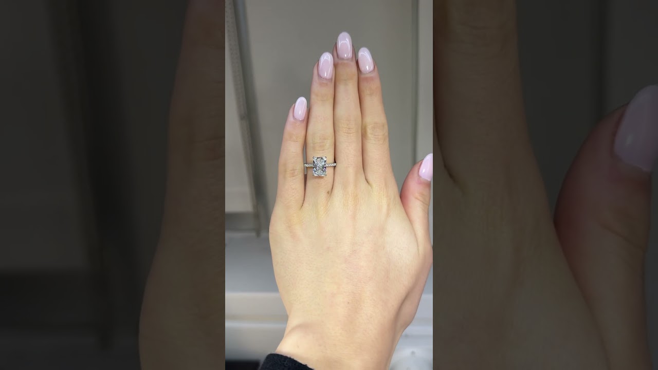 3ct Radiant Diamond Engagement Ring with Two Hidden Halos - 
