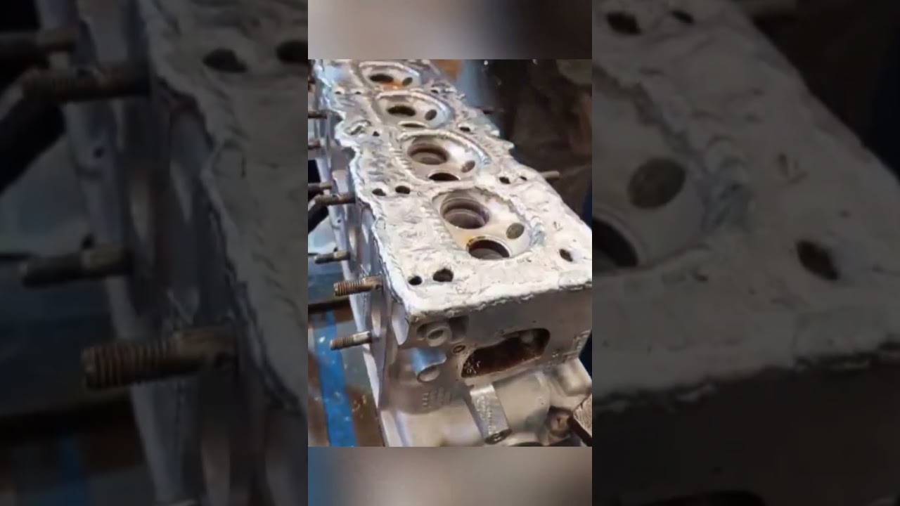 The cylinder head water channel is corroded, fully welded and polished smooth.