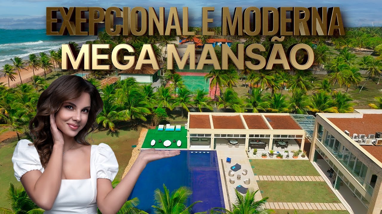 Mega mansão frente mar. Mega piscina 174 m², mega terreno 11.907 m², suíte dupla 156 m². Mini preço