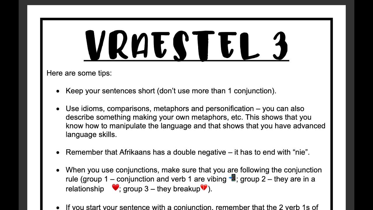 PAPER 3 Afrikaans FAL tips (советы по письму на африкаанс для тех, кто впервые изучает дополнител...
