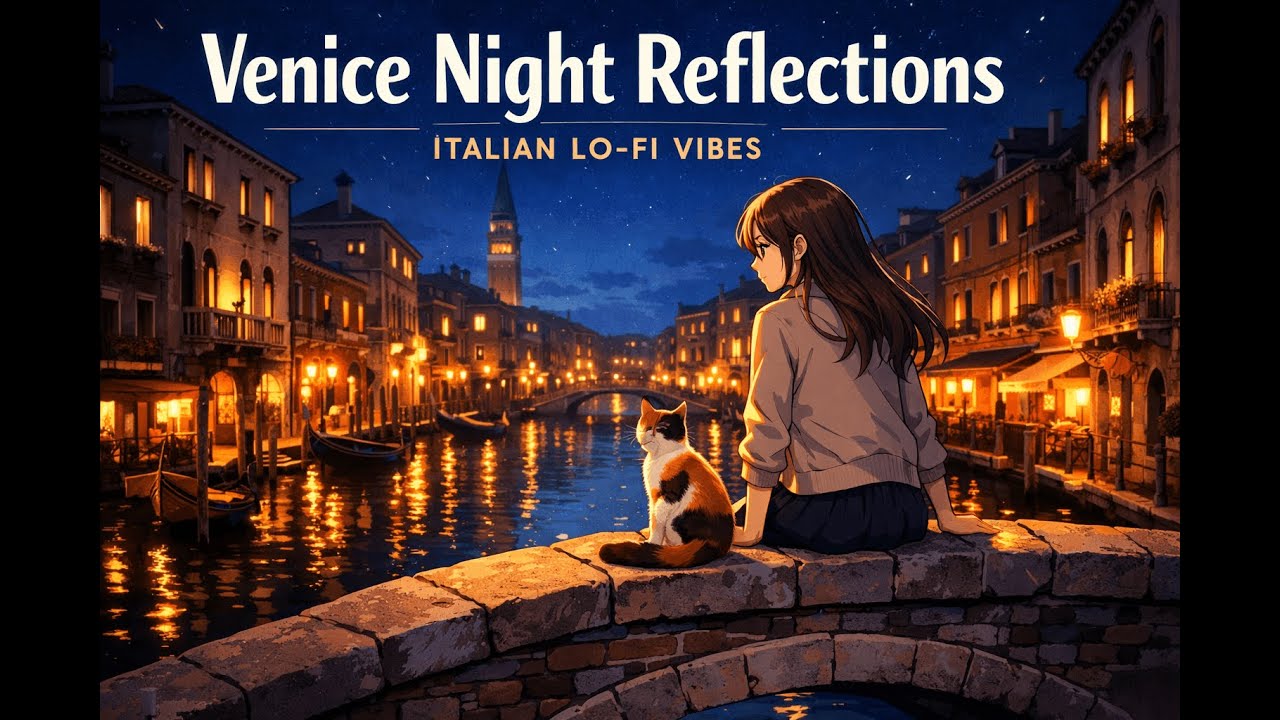Venice Night Reflections 🇮🇹 | Italian Lo-Fi Vibes 🌙🐈