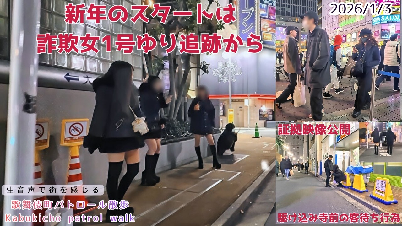 新年のスタートは詐欺女1号ゆり追跡から　☆駆け込み寺前での客待ち行為　証拠映像公開　大久保公園･大久保病院･ホテル街　「地域の安全は、市民の目から」― 歌舞伎町の現状を見つめる“パトロール散歩”