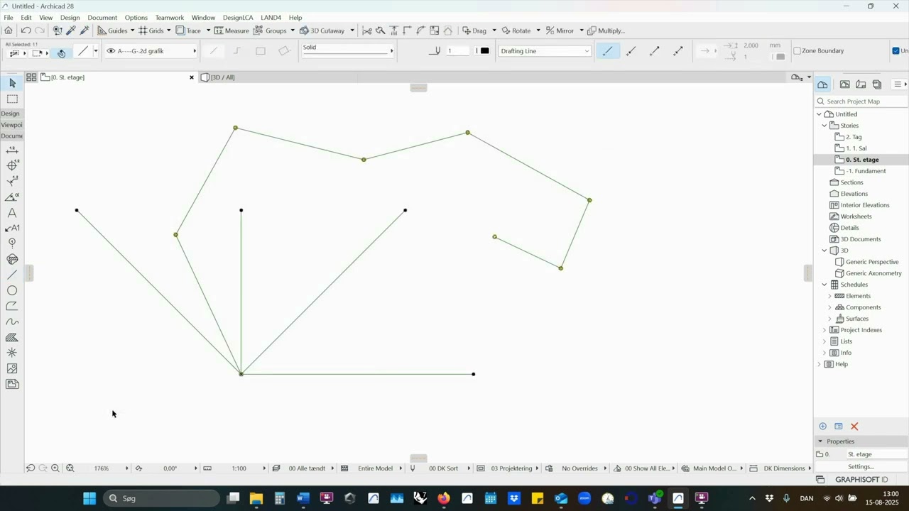Archicad-kursus: Basis 01 – 2D-lines & Edit Objects