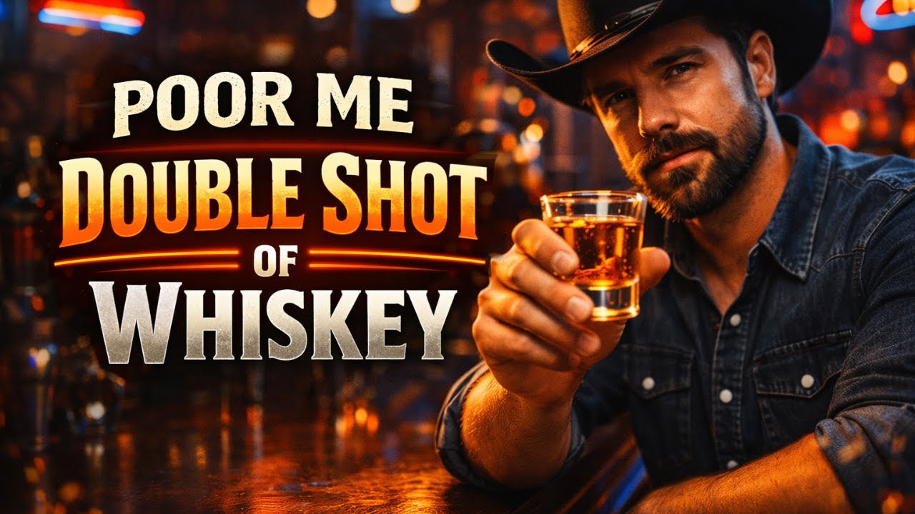 Poor Me Double Shot Whiskey, country bar song, modern country music, whiskey country song,