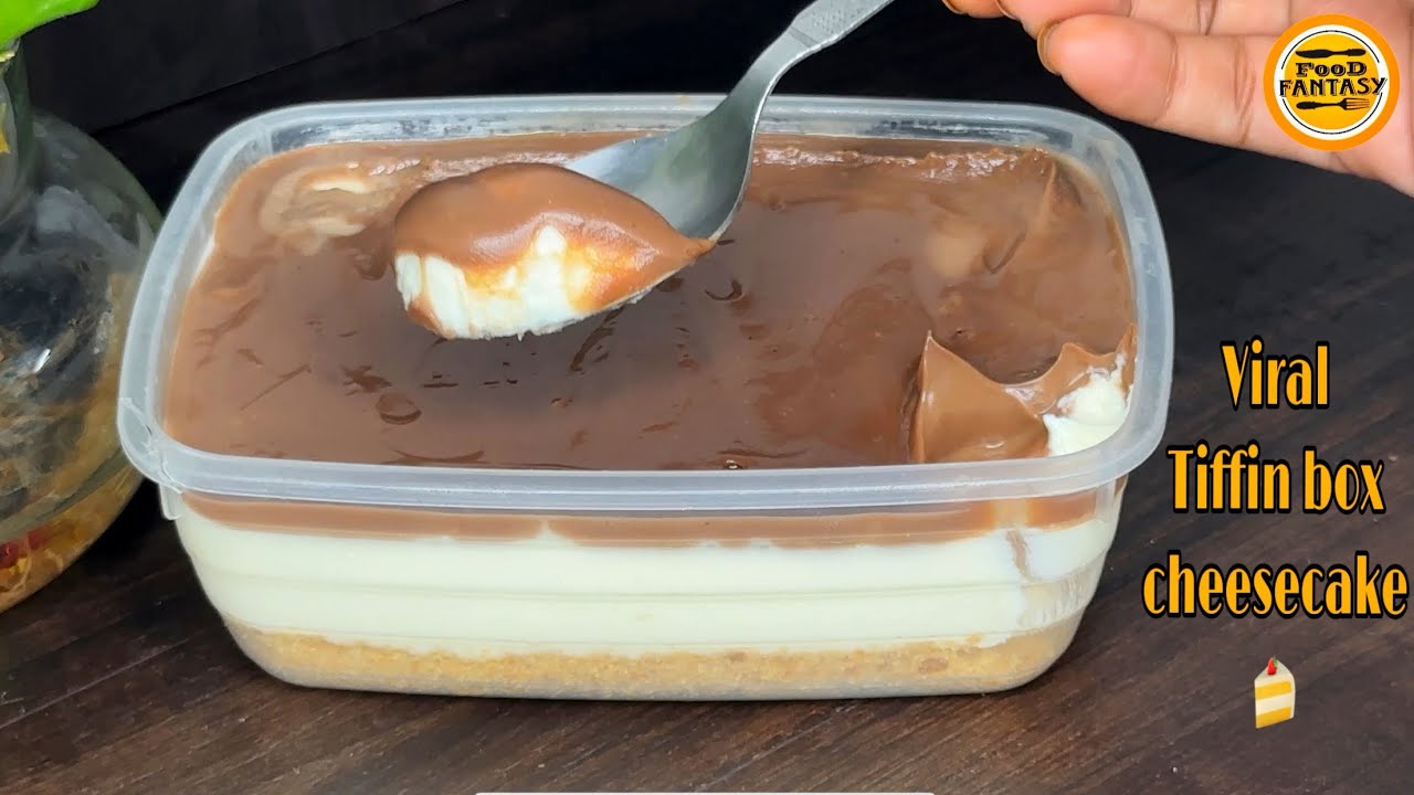 Viral Tiffin box cheesecake recipe by food fantasy| cheesecake without cheese cream| Food fantasy|