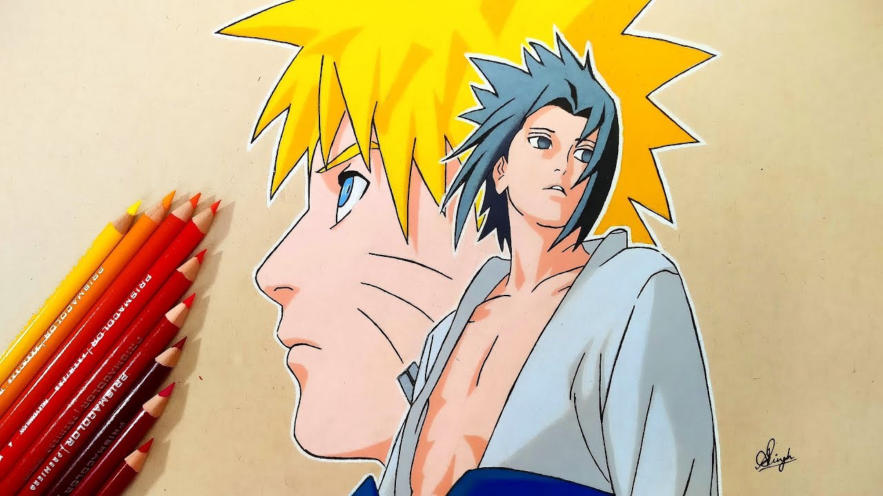 Drawing Naruto & Sasuke using Prismacolours (100th Video special)