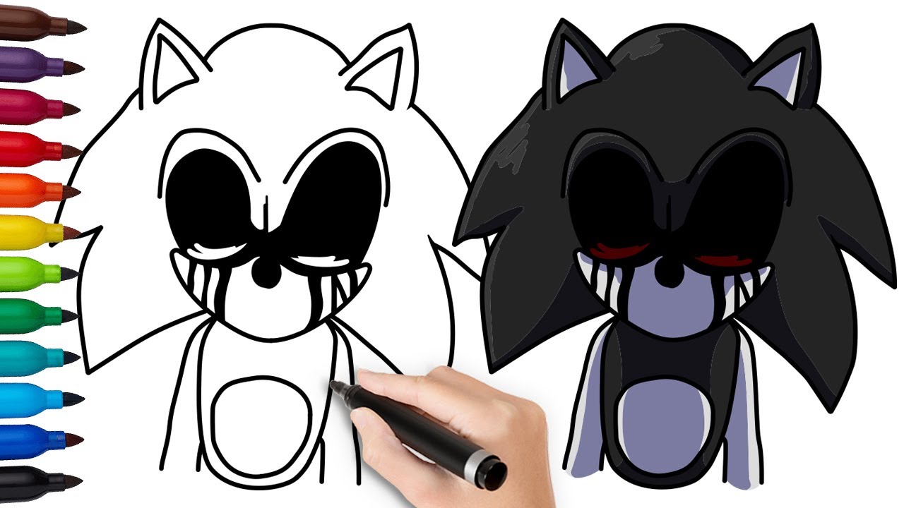HOW TO DRAW SONIC EXE (LOST SILVER) | Friday Night Funkin (FNF) - (Draw & Color)