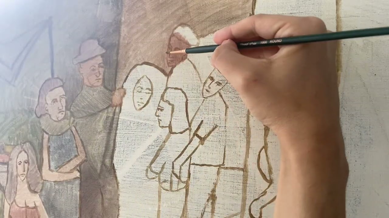 Multi figure street scene Composition Oil // session 2 // no talking ASMR 