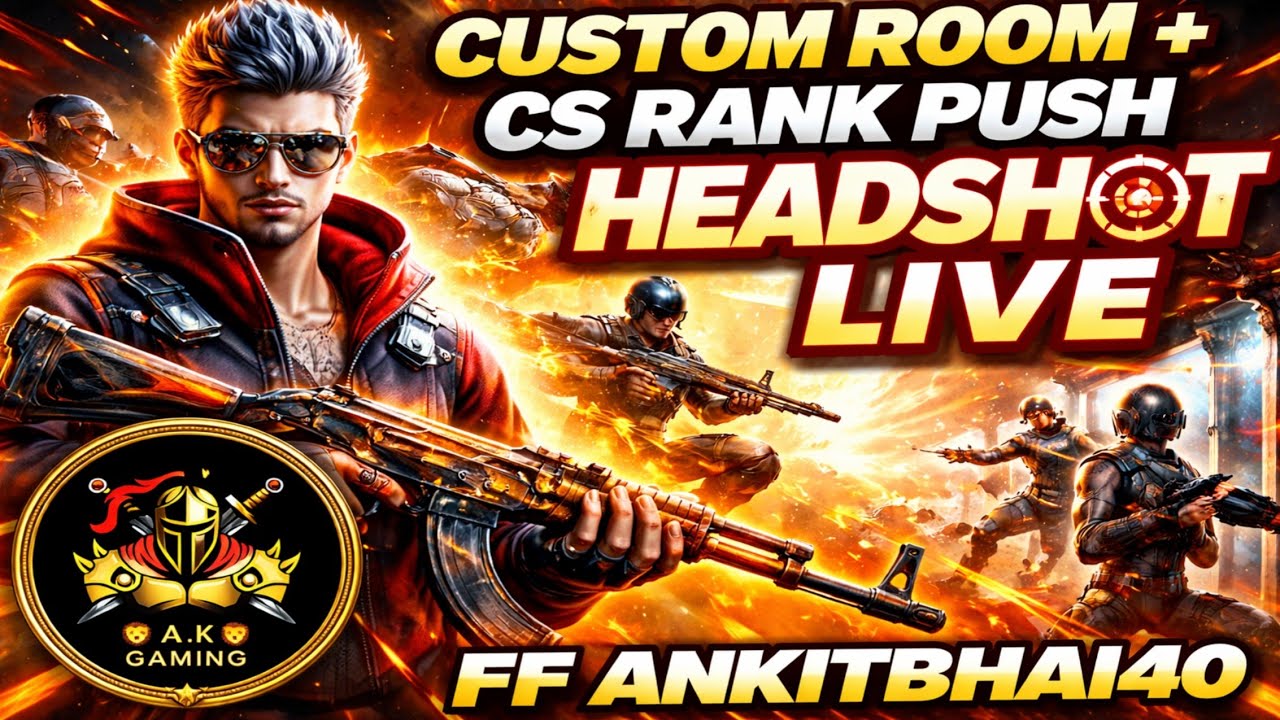 🔴 Live 📱 Free Fire Gameplay | Custom Room + Rank Push | FF ANKITBHAI40 🎮🎮🎮    AtoZ gaming 😊😊 #short