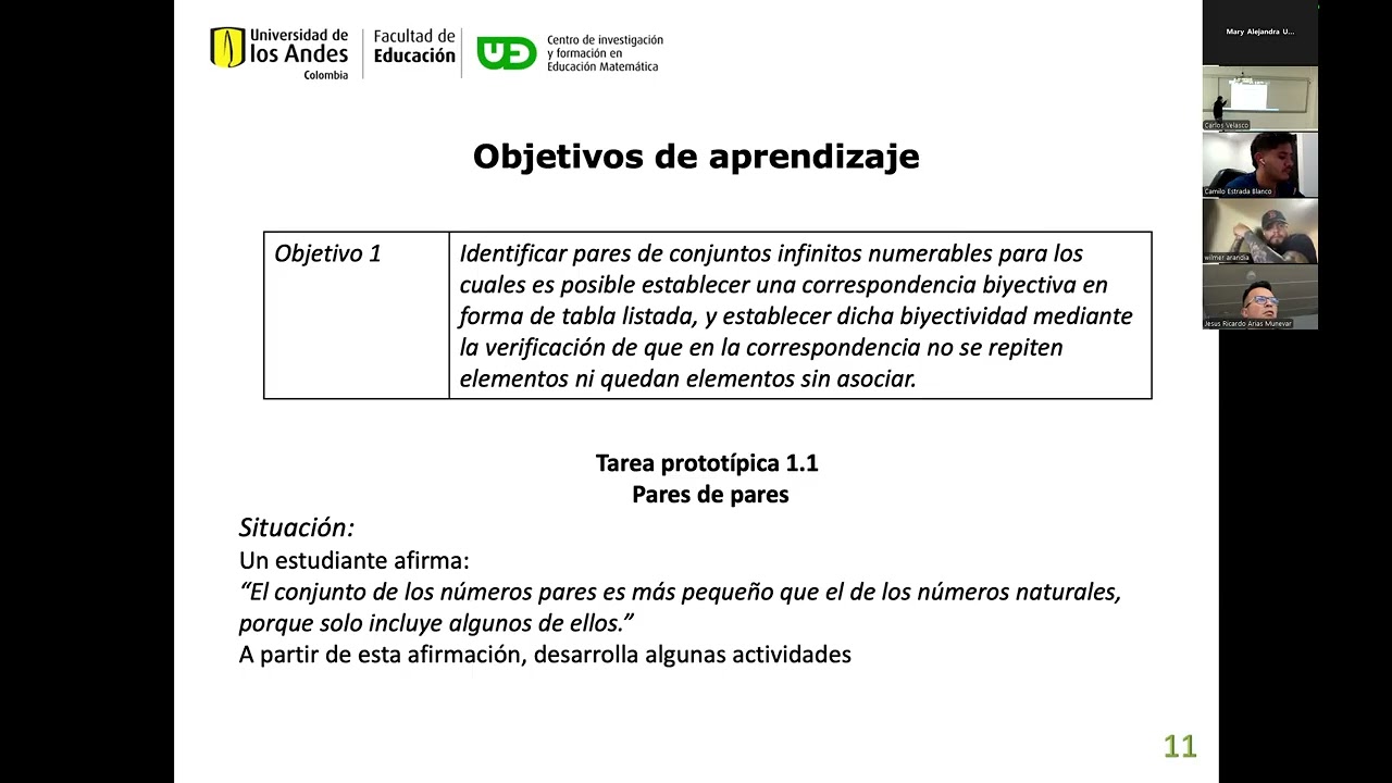 Expectativas de aprendizaje y de tipo afectivo: Comparación de infinitos