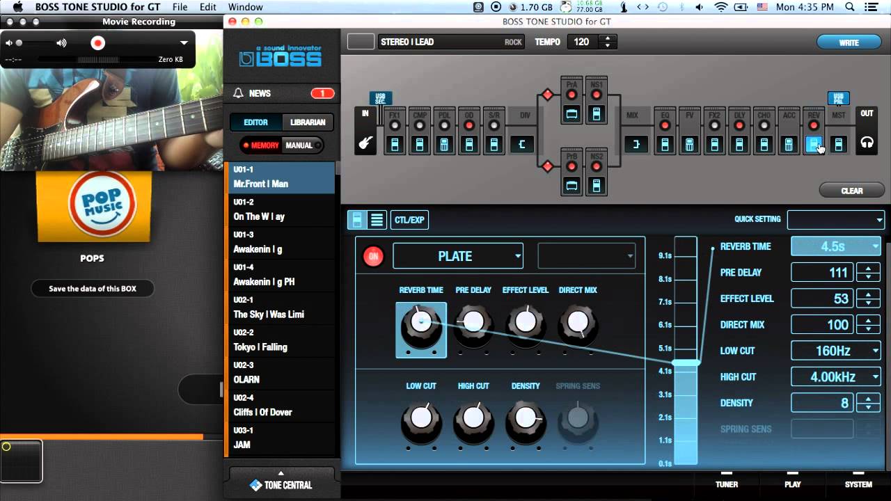 BOSS GT-100 Version 2 - Steve Lukather - Stereo Lead patch demo