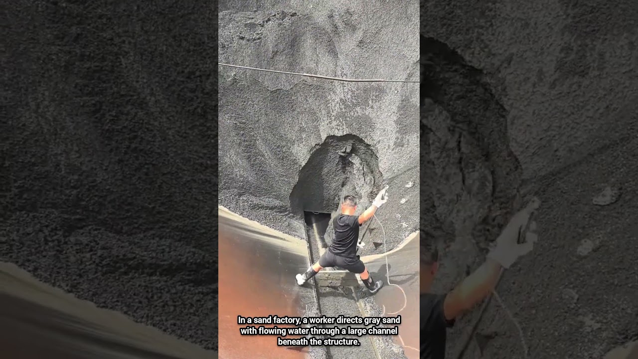 Gray Sand Transport Using Water Channels for Efficient Industrial Material Handling