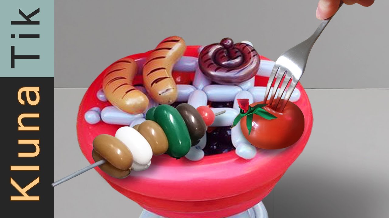 ASMR Balloon Tricks: Eating Sizzling Balloon Sausages & Veggies from the BBQ!