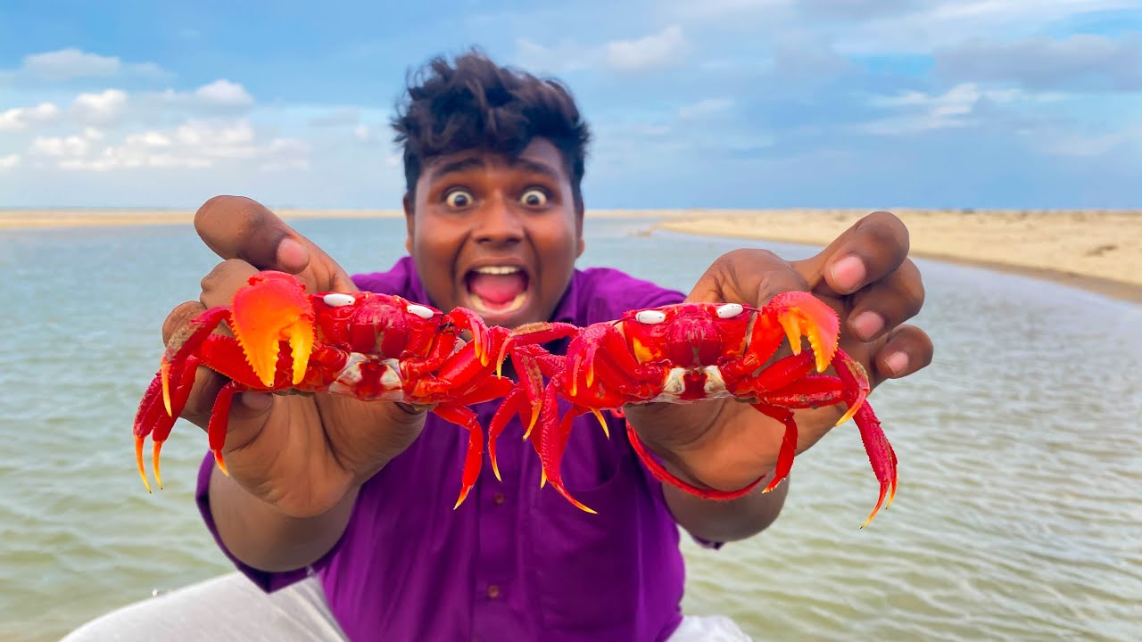 கடலில் சிகப்பு நண்டு வேட்டை | Red Crab Hunting At Sea | Mr Suppu Vlogger