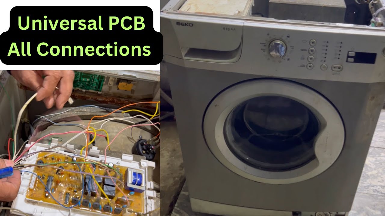 Universal pcb install in front load fully automatic washing machine | all wiring universal pcb
