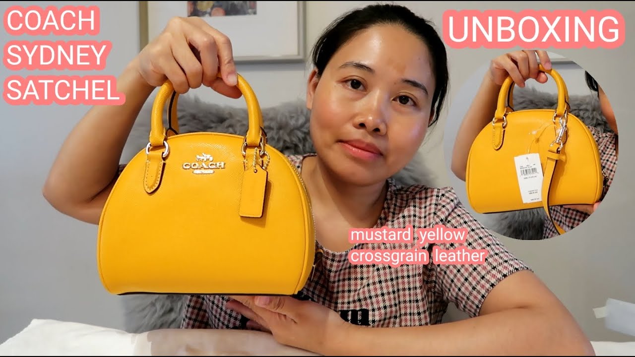 COACH SYDNEY SATCHEL UNBOXING | IN MUSTARD YELLOW CROSSGRAIN LEATHER | NOVIETUBE CHANNEL