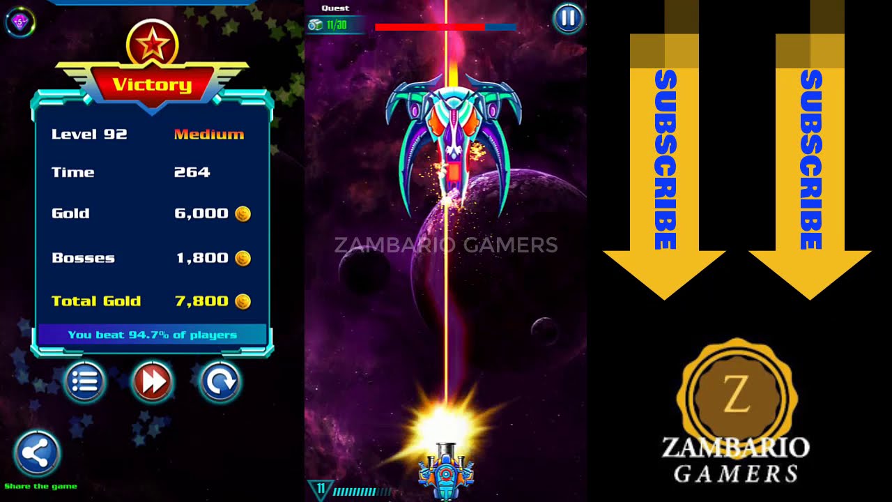 Alien Shooter Level 92 | Low Power Ship | Galaxy Attack | Pulse Blast | Zambario Gamers