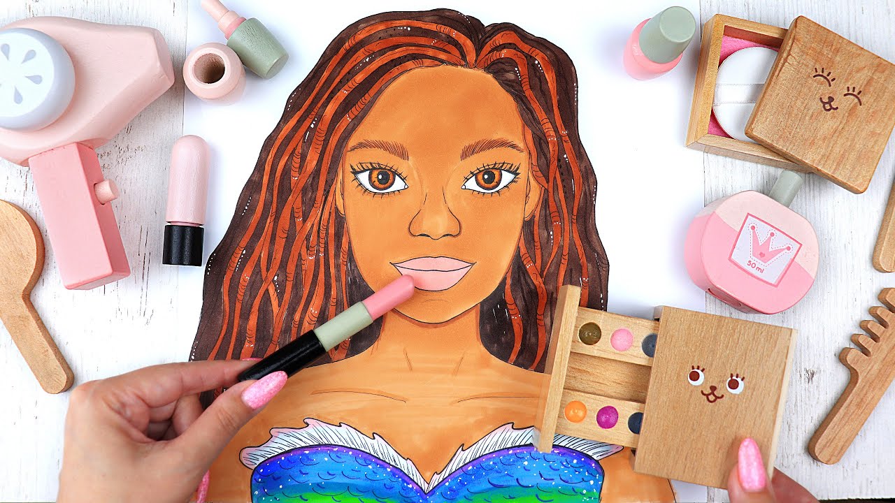 ASMR Makeup with WOODEN COSMETICS for Little Mermaid Ariel 💄