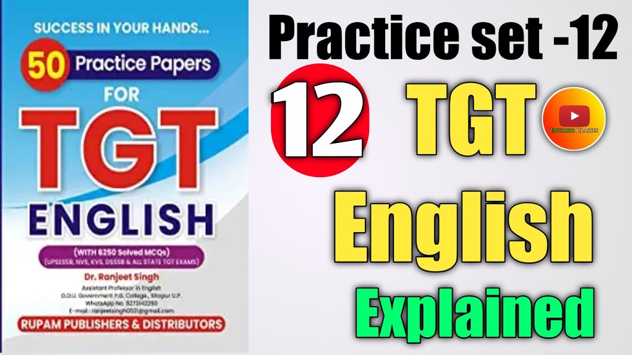 TGT English Practice set-12| Dr. Ranjeet Singh | TGT English Model Paper Exam में आने वाले प्रश्न