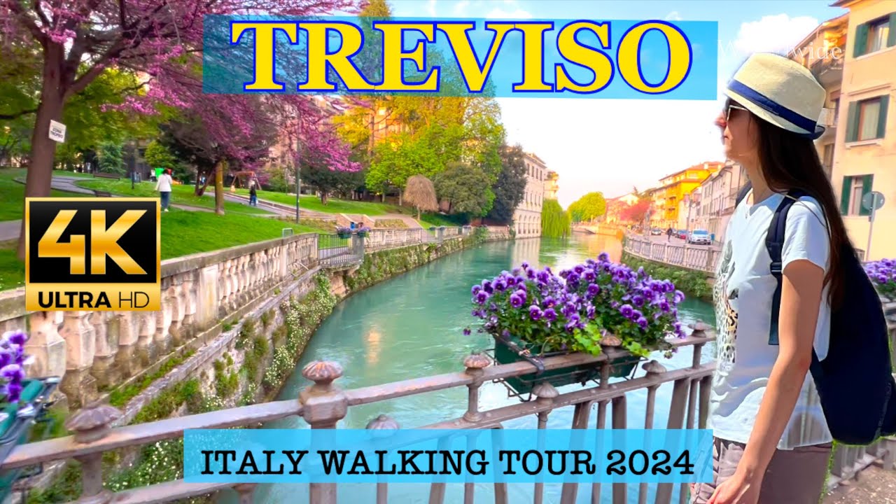 ITALY - TREVISO Relaxing Spring Walking Tour, 4K, 5 April 2024