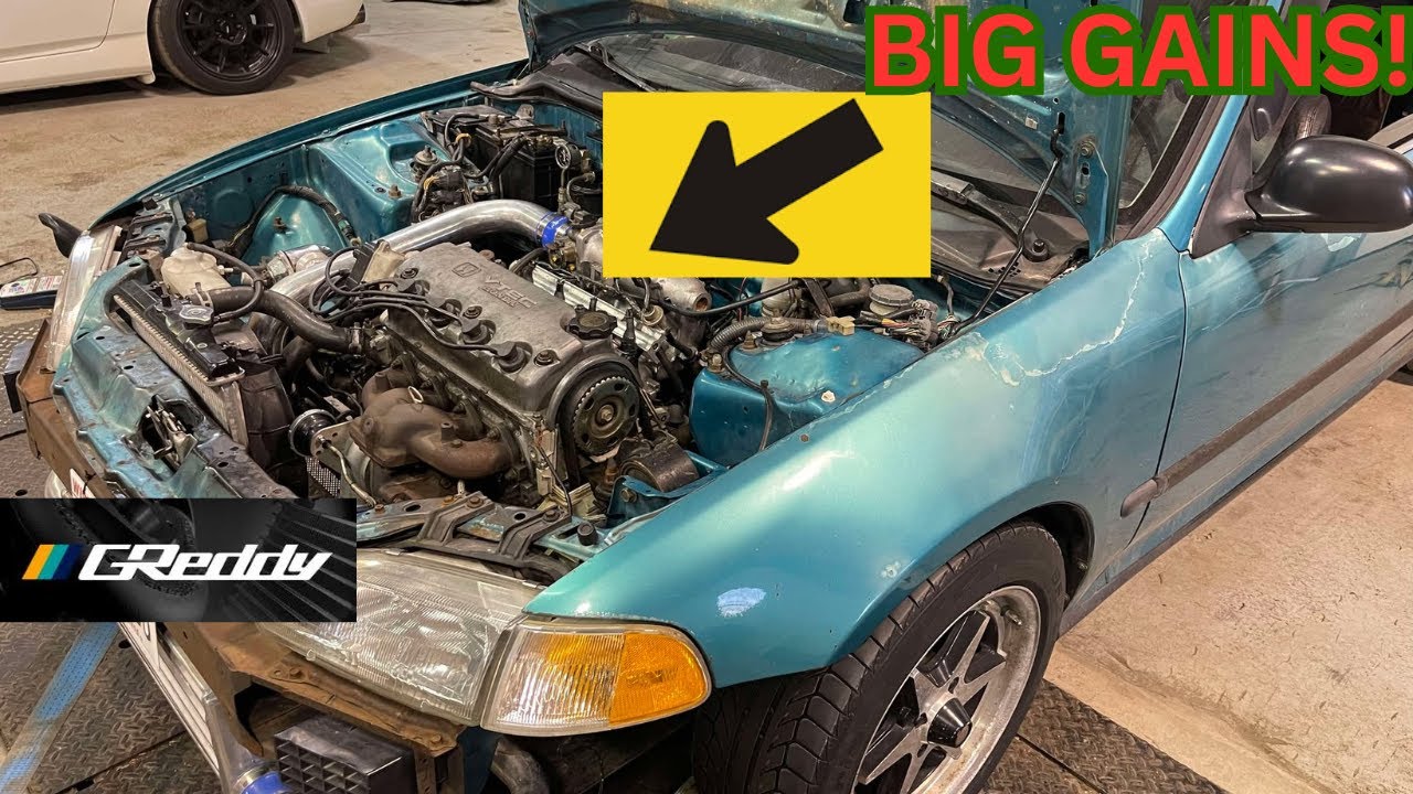EG Honda Civic D16Z6 Greddy Turbo Kit Fix And Dyno Tuning SINGLE CAM !!!