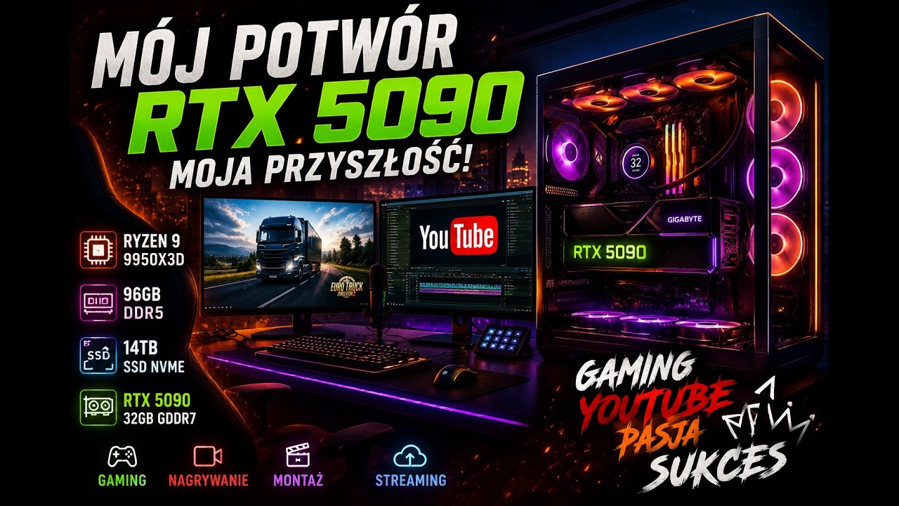 🔥 M&Oacute;J WYMARZONY KOMPUTER RTX 5090! 😱 Potw&oacute;r do Gier, Mod&oacute;w i YouTube 2029!