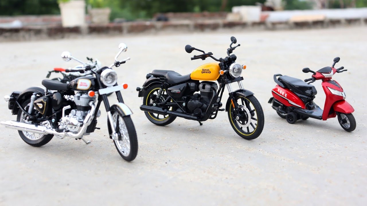 My Toy Bike Collection  - royal Enfield 350, Royal Enfield 500 and Active scooty  - Rc Toy World