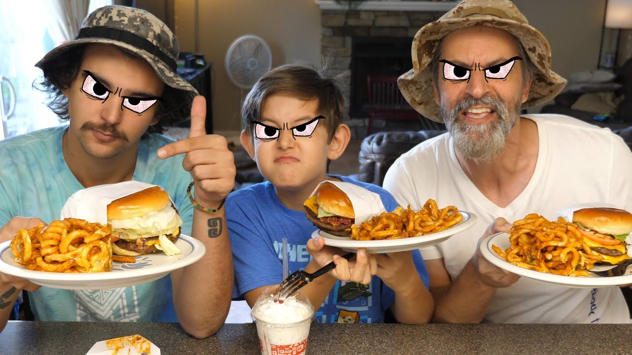 7700 Calorie Extreme Bacon Burger Family Challenge / Mukbang | Josh Darnit