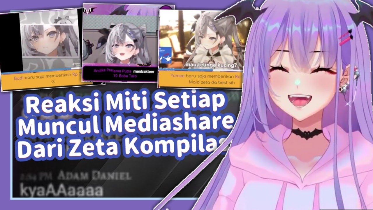 Reaksi Miti setiap muncul mediashare dari Zeta Kompilasi | 【 Clip Mythia Batford 『 Vtuber Indie 』 】