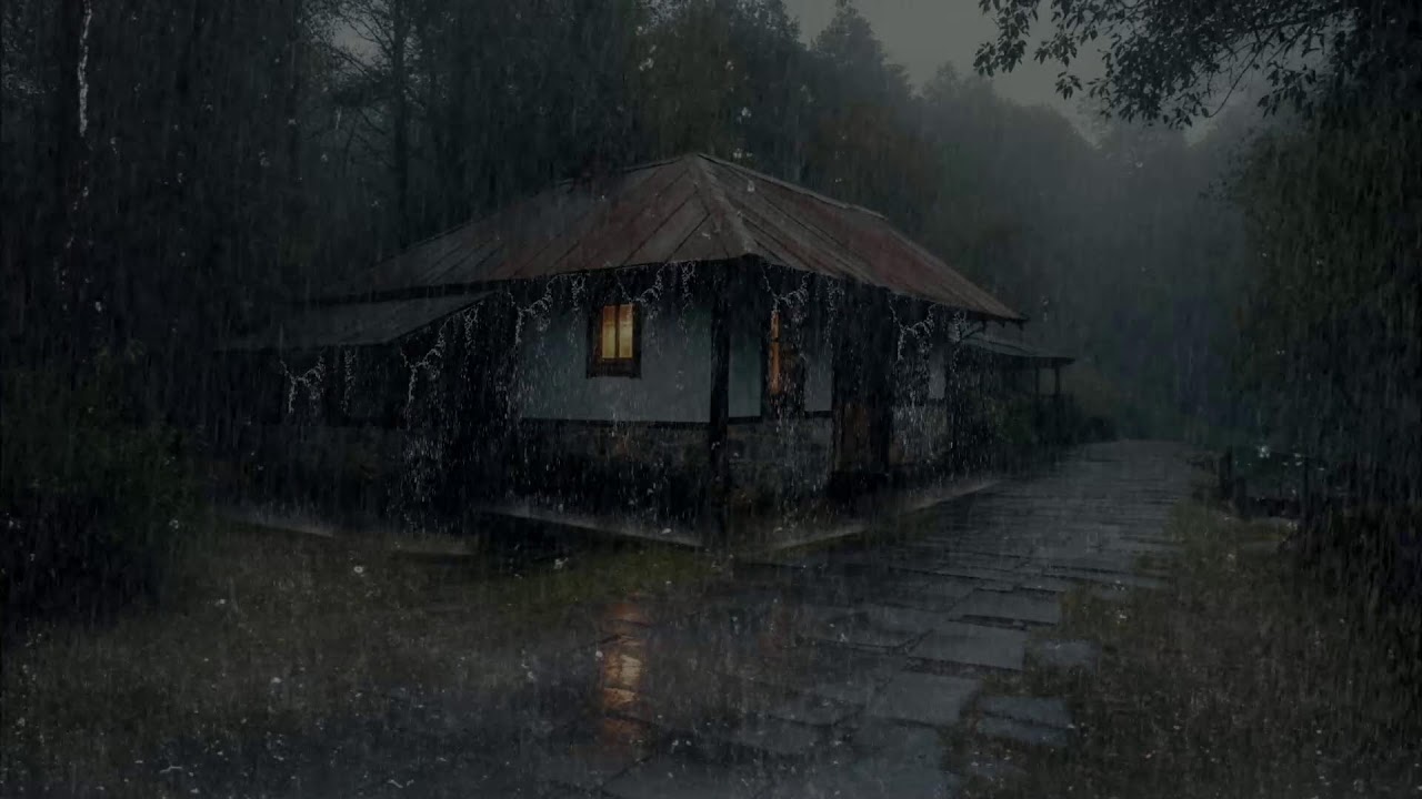 Ease Into Peace 🌧️ Rain on Wooden Cottage Roof in Forest for Anxiety Relief & Rest 💫