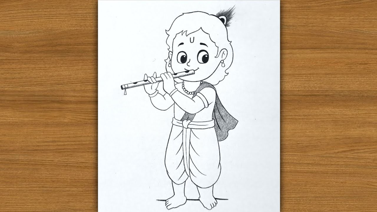 Lord Krishna Drawing Easy and Beautiful | God Drawing | Krishna Arts