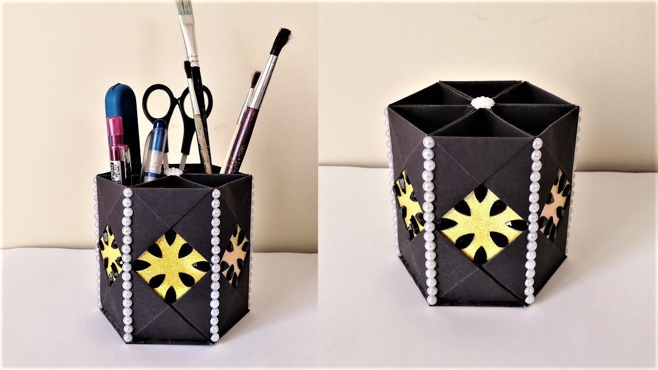 How to Make a Pen Holder / DIY Desk Organizer / Paper Pen Stand