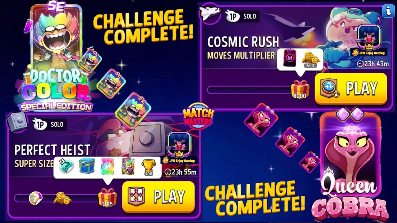 2 Solo Challenge/ Super Sized Solo Challenge Perfect Heist 1185 Score/ Moves Multiplier+Blow'Em Up