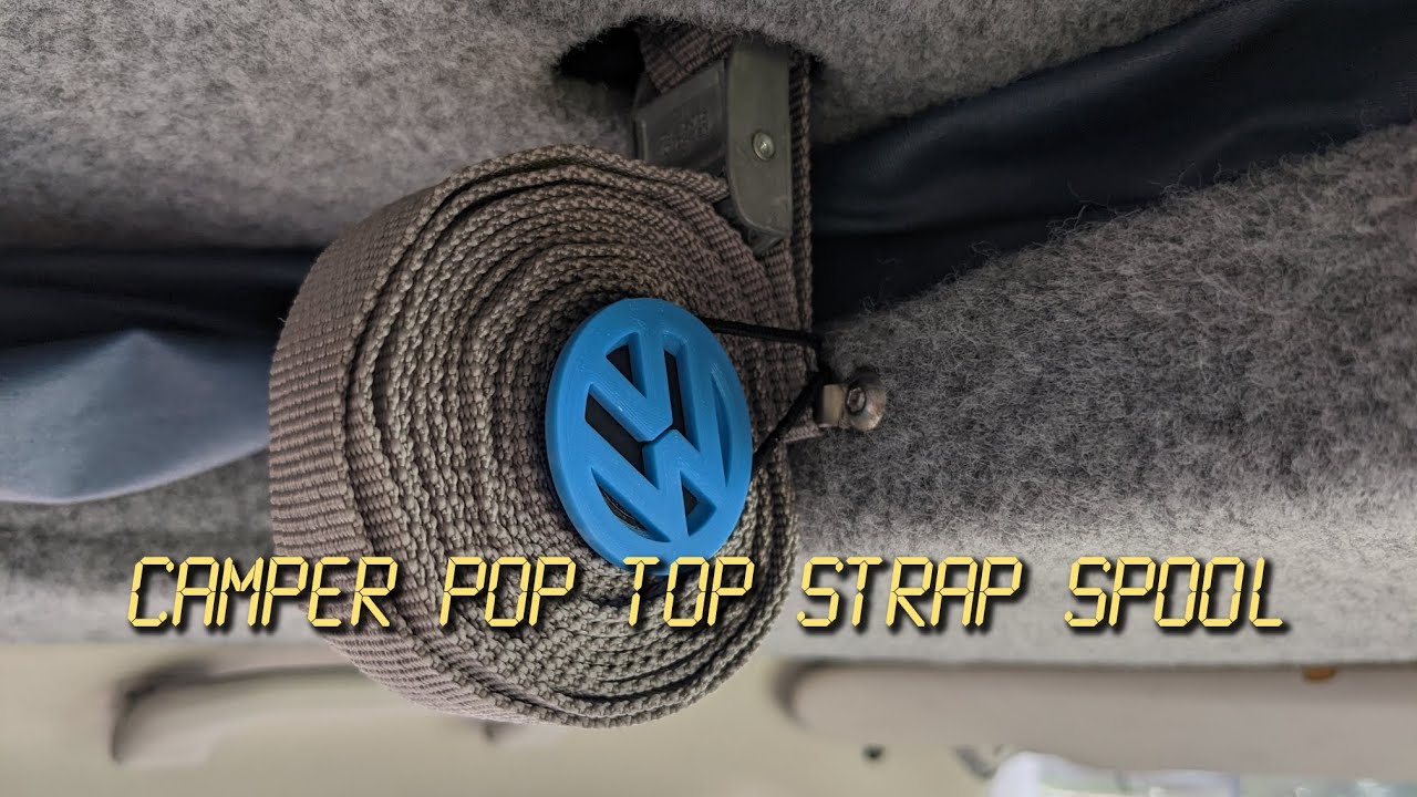 Camper pop top strap spool fitting