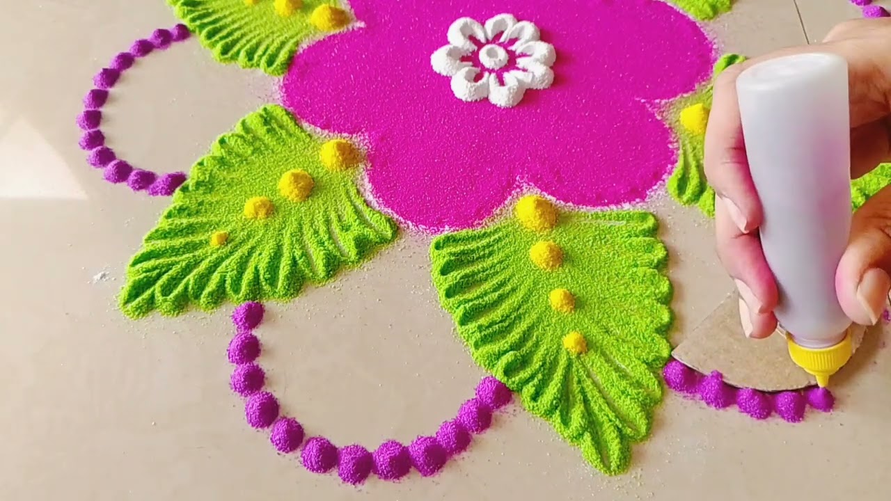 Simple rangoli for beginners/ new rangoli design / happy holi