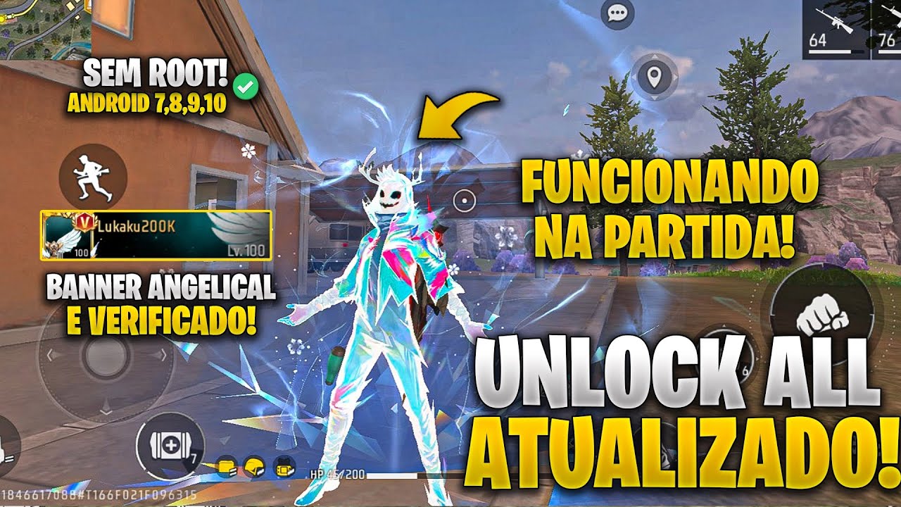 NOVO MÉTODO! 😱 UNLOCK ALL FUNCIONANDO NA PARTIDA, CONTANDO DANO SEM PING ALTO PARA ANDROID GRÁTIS!
