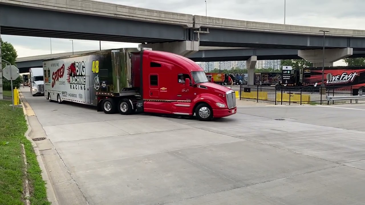 The Xfinity series trucks rolling into downtown Chicago