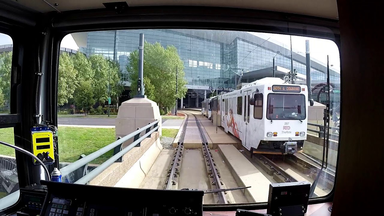 Denver Light Rail – D Line – Viewed from the rear driving cab