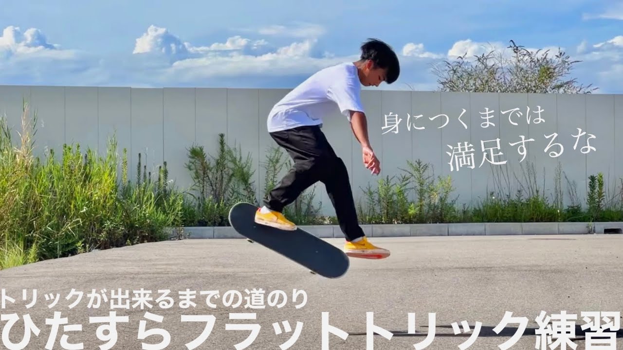 ひたすらフラットトリック練習！スケボーの難しさが伝わって欲しいそんな動画