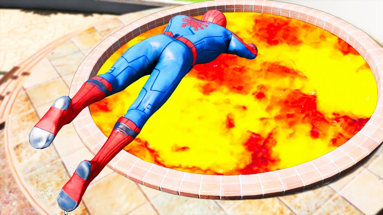 GTA 5 Spiderman Jumping Into Lava Pool (Ragdolls/Euphoria Physics) #6