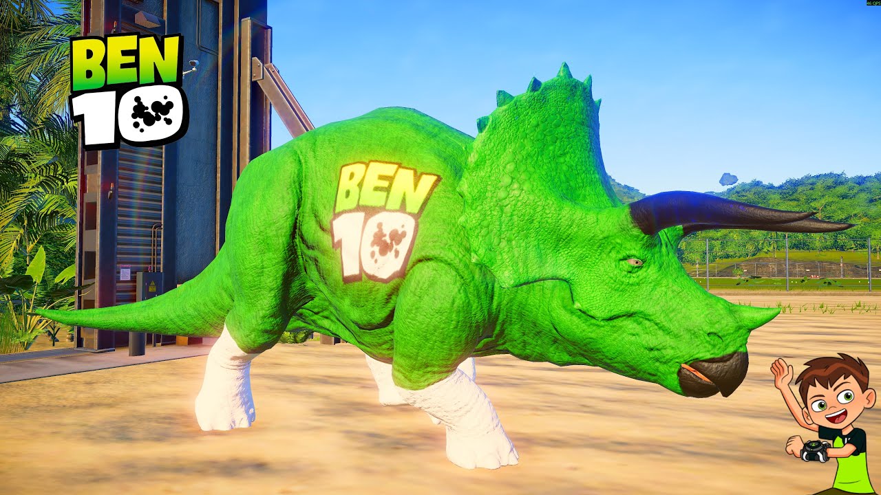 TRICERATOPS do BEN 10 vs DINOSSAUROS dos HEROIS | Jurassic World Evolution 🌎 Jogo de Dinossauro