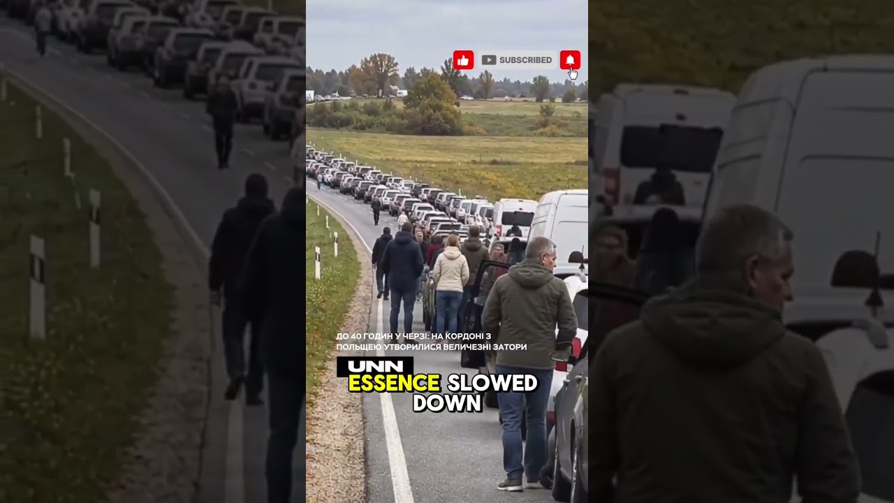 Long queues stretching for many kilometers have formed on the border between Ukraine and Poland